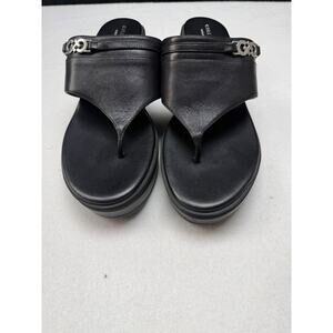 Cole Haan Sandals Womens 9.5 B Black Platform Wedge Thong Grand.OS Slip On